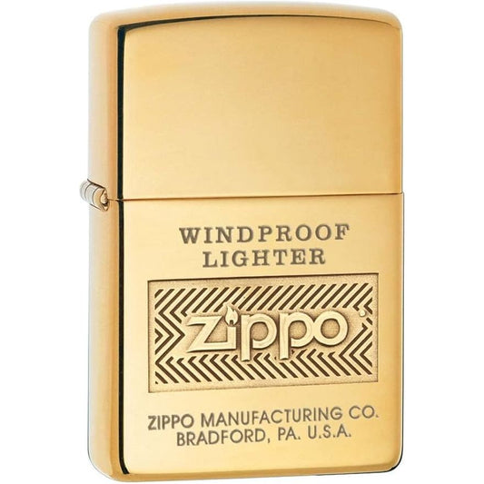 Zippo Windproof Logo, Engraved - High Polish Brass 81165